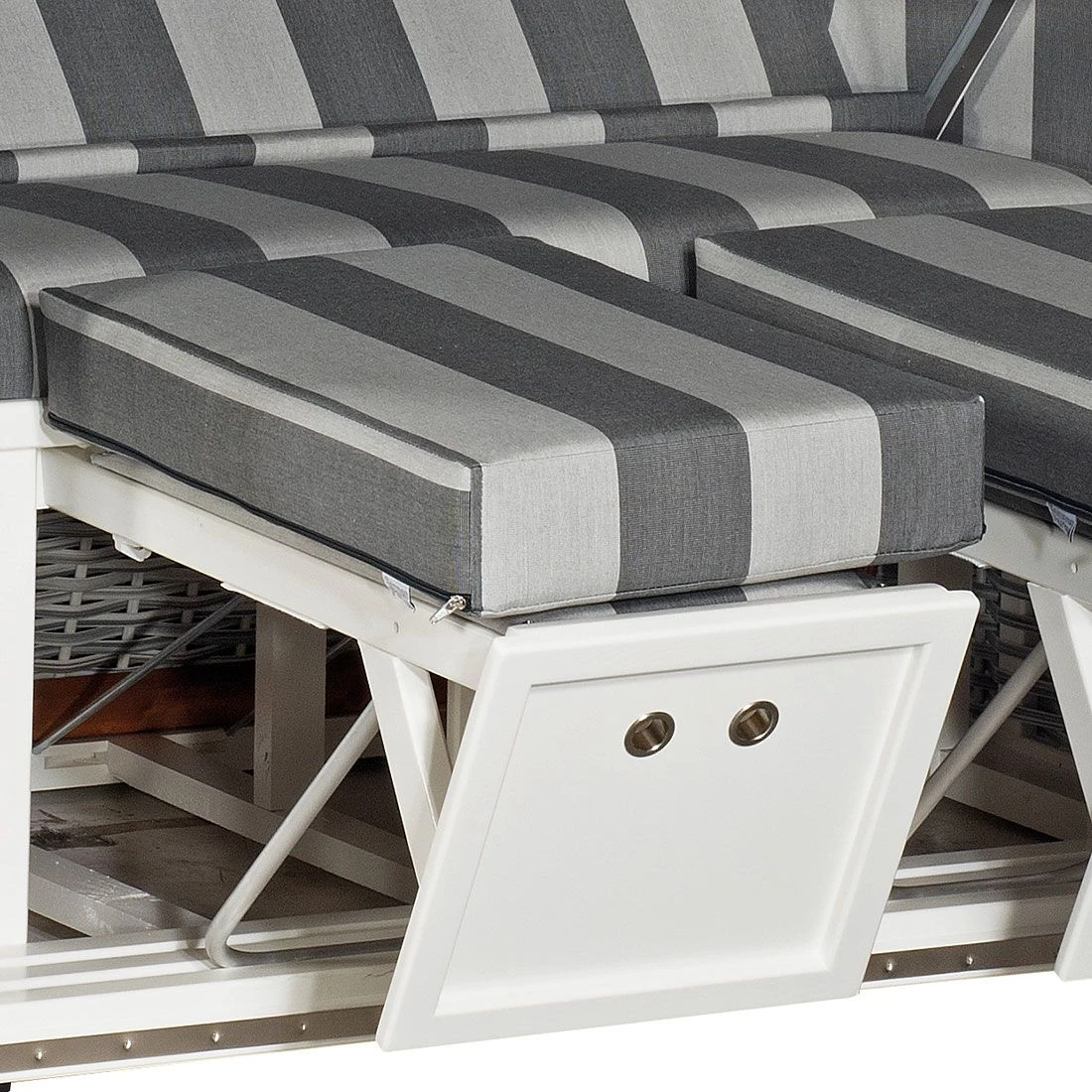 SonnenPartner Classic Strandkorb Geflecht/Fichte White-washed 7 SonnenPartner Classic Strandkorb Geflecht/Fichte White-washed – Bild 5