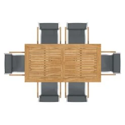 Stern Cardiff Gartenmöbel-Set 7-tlg. Tisch 180/240x90cm Silbergrau/Natur -Garten Leben stern cardiff gartenmoebel set 7 tlg tisch 180 240x90cm 1500216 6