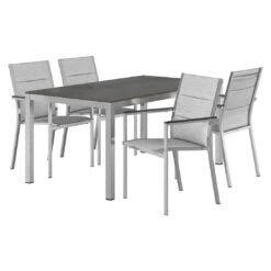 Stern Cardiff Gartenmöbelset 5-tlg. Mit Tisch 160x90cm Silber/Zement -Garten Leben stern cardiff gartenmoebelset 5 tlg mit tisch 160x90cm 1422534 2