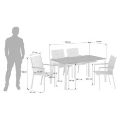 Stern Cardiff Gartenmöbelset 5-tlg. Mit Tisch 160x90cm Silber/Zement -Garten Leben stern cardiff gartenmoebelset 5 tlg mit tisch 160x90cm 1422534 3