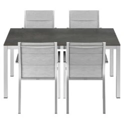 Stern Cardiff Gartenmöbelset 5-tlg. Mit Tisch 160x90cm Silber/Zement -Garten Leben stern cardiff gartenmoebelset 5 tlg mit tisch 160x90cm 1422534 4