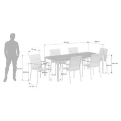 Stern Cardiff Gartenmöbelset 7-tlg. Mit Tisch 220x100 Cm Silber/Zement Dunkel -Garten Leben stern cardiff gartenmoebelset 7 tlg mit tisch 220x100 cm 1423414 3