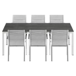 Stern Cardiff Gartenmöbelset 7-tlg. Mit Tisch 220x100 Cm Silber/Zement Dunkel -Garten Leben stern cardiff gartenmoebelset 7 tlg mit tisch 220x100 cm 1423414 4