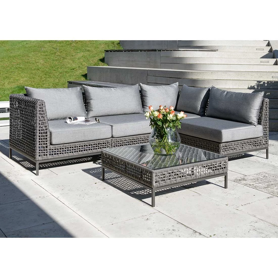 Stern Corda Ecklounge 5-tlg. Mit Tisch 87x87cm Platin/Seidengrau 3 Stern Corda Ecklounge 5-tlg. Mit Tisch 87x87cm Platin/Seidengrau