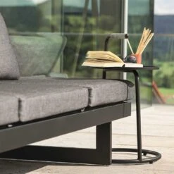 Stern Edi Beistelltisch 48x48 Cm Aluminium/Textilene Schwarz Matt/Leinen Grau -Garten Leben stern edi beistelltisch 48x48 cm aluminium textilene 1451112 3