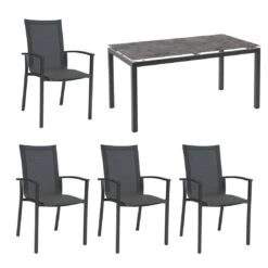 Stern Evoee Gartenmöbelset 5-tlg. Mit Tisch 160x90cm Anthrazit/Karbon
