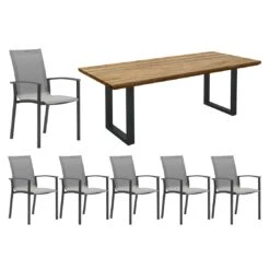 Stern Evoee Gartenmöbelset 7-tlg. Mit Tisch 200x100cm Anthrazit/Silber