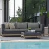 Stern Fontana Gartensofa Teak/Geflecht Basaltgrau/Seidengrau -Garten Leben stern fontana 3 sitzersofa teak geflecht 1080148 1