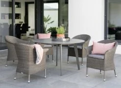 Stern Glen Gartenmöbel-Set 5-tlg. Tisch Ø134cm Basaltgrau/Seidengrau