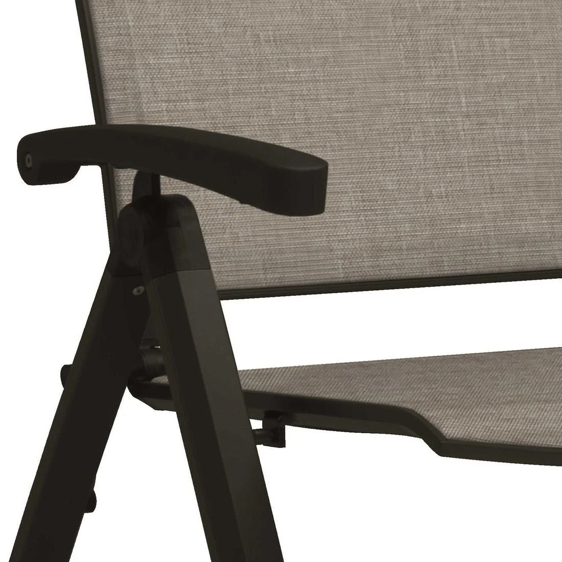 Stern Kari Klappsessel Aluminium/Textilene Schwarz Matt/Leinen Grau 4 Stern Kari Klappsessel Aluminium/Textilene Schwarz Matt/Leinen Grau – Bild 2