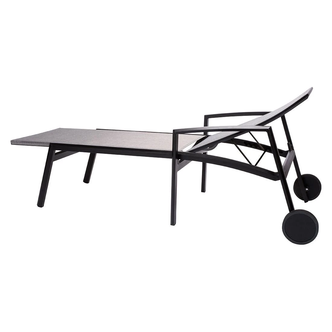 Stern Kari Gartenliege Aluminium/Textilene Schwarz Matt/Leinen Grau 4 Stern Kari Gartenliege Aluminium/Textilene Schwarz Matt/Leinen Grau – Bild 2