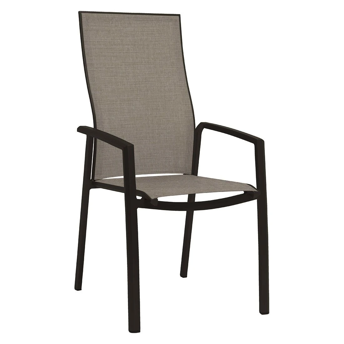 Stern Kari Hochlehner-Stapelsessel Aluminium/Textilene Schwarz Matt/Leinen Grau 3 Stern Kari Hochlehner-Stapelsessel Aluminium/Textilene Schwarz Matt/Leinen Grau