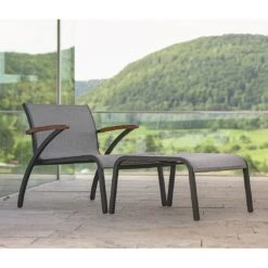 Stern Laris Lounge Hocker Aluminium/Textilene Schwarz Matt/Leinen Grau -Garten Leben stern laris loungehocker aluminium textilene 1363112 3