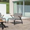 Stern Laris Lounge Sessel Aluminium/Textilene Schwarz Matt/Leinen Grau -Garten Leben stern laris loungesessel aluminium textilene 1363024 1