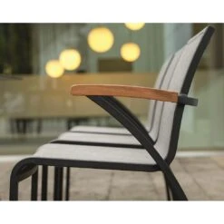 Stern Laris Dining Stapelsessel Aluminium/Textilene Schwarz Matt/Leinen Grau -Garten Leben stern laris stapelsessel aluminium textilene 1362914 11