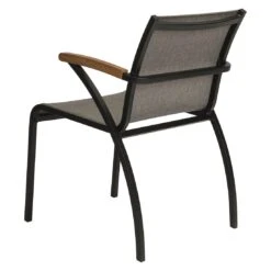 Stern Laris Dining Stapelsessel Aluminium/Textilene Schwarz Matt/Leinen Grau -Garten Leben stern laris stapelsessel aluminium textilene 1362914 5
