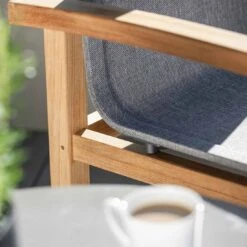 Stern Leah Gartensessel Teak/Textilene Braun/Leinen Grau -Garten Leben stern leah diningsessel teak textilene 1357766 5