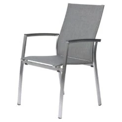 Stern Mika Stapelsessel Edelstahl/Textilene Silber/Leinen Grau -Garten Leben stern mika stapelsessel edelstahl textilene grau 1205548 3