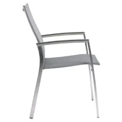 Stern Mika Stapelsessel Edelstahl/Textilene Silber/Leinen Grau -Garten Leben stern mika stapelsessel edelstahl textilene grau 1205548 4