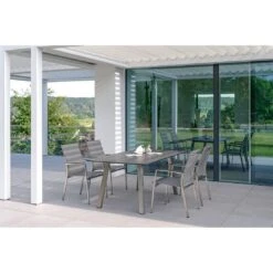 Stern Mika Stapelsessel Edelstahl/Textilene Silber/Leinen Grau -Garten Leben stern mika stapelsessel edelstahl textilene grau 1205548 7