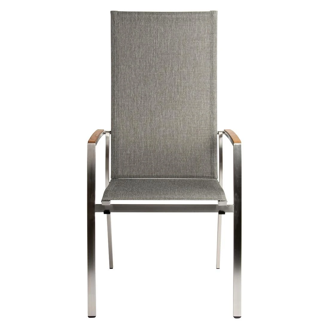 Stern Mika Stapelsessel Hoch Edelstahl/Textilene Silber/Leinen Grau 4 Stern Mika Stapelsessel Hoch Edelstahl/Textilene Silber/Leinen Grau – Bild 2