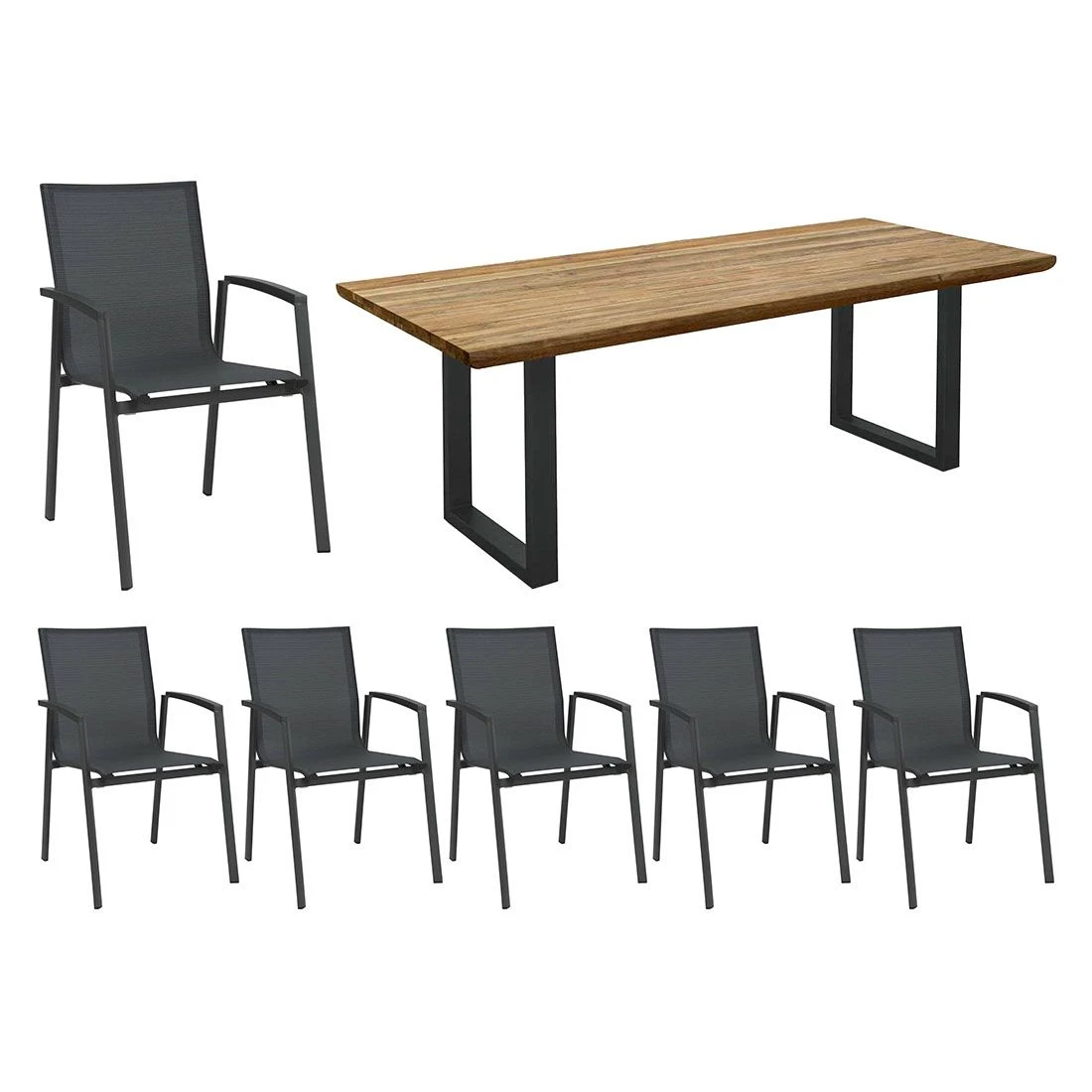 Stern New Top Gartenmöbel-Set 7-tlg. Mit Tisch 200x100cm Anthrazit/Karbon 3 Stern New Top Gartenmöbel-Set 7-tlg. Mit Tisch 200x100cm Anthrazit/Karbon