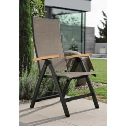 Stern New Top Klappsessel Aluminium/Textilene Schwarz Matt/Leinen Grau -Garten Leben stern new top klappsessel aluminium textilene 1359647 3