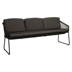 Stern Odea 3-Sitzerbank Aluminium/Kordel Inkl. Kissen Schwarz Matt/Pepper