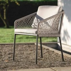 Stern Odea Diningsessel Aluminium/Rope Inkl. Kissen Schwarz Matt/Salt -Garten Leben stern odea diningsessel aluminium kordel inkl kissen 1363189 7