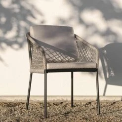 Stern Odea Diningsessel Aluminium/Rope Inkl. Kissen Schwarz Matt/Salt -Garten Leben stern odea diningsessel aluminium kordel inkl kissen 1363189 8