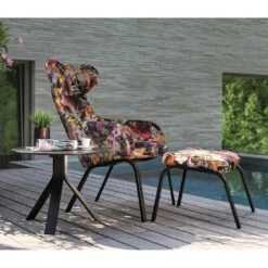 Stern Stan Flower Loungesessel Inkl. Hocker Aluminium/Stoff Schwarz Matt/Geblümt -Garten Leben stern stan diningsessel inkl hocker aluminium stoff 1362826 6