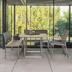 Stern Viona Gartenmöbel-Set 6-tlg. Tisch 180x100cm Silber/Natur