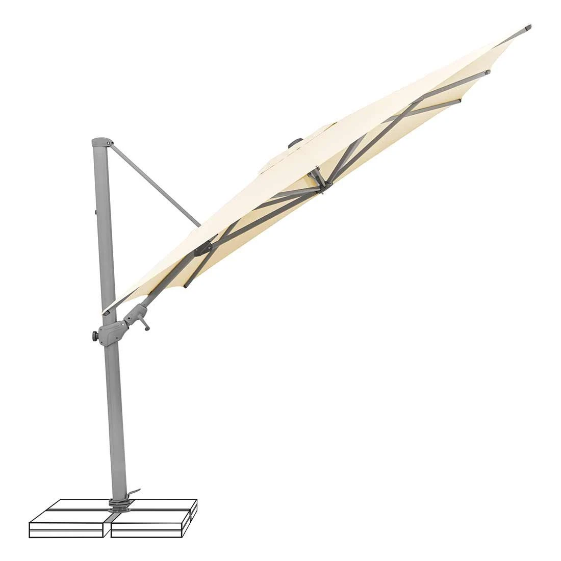 Suncomfort Varioflex Ampelschirm 300x300cm Ecru 4 Suncomfort Varioflex Ampelschirm 300x300cm Ecru – Bild 2