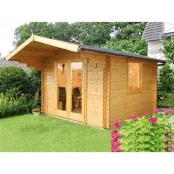 Wolff Finnhaus Breda Gartenhaus 300x300+voll Verglaste Doppeltür Natur