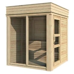 Wolff Finnhaus Paradiso Sauna + Verglaste Einzeltür Natur