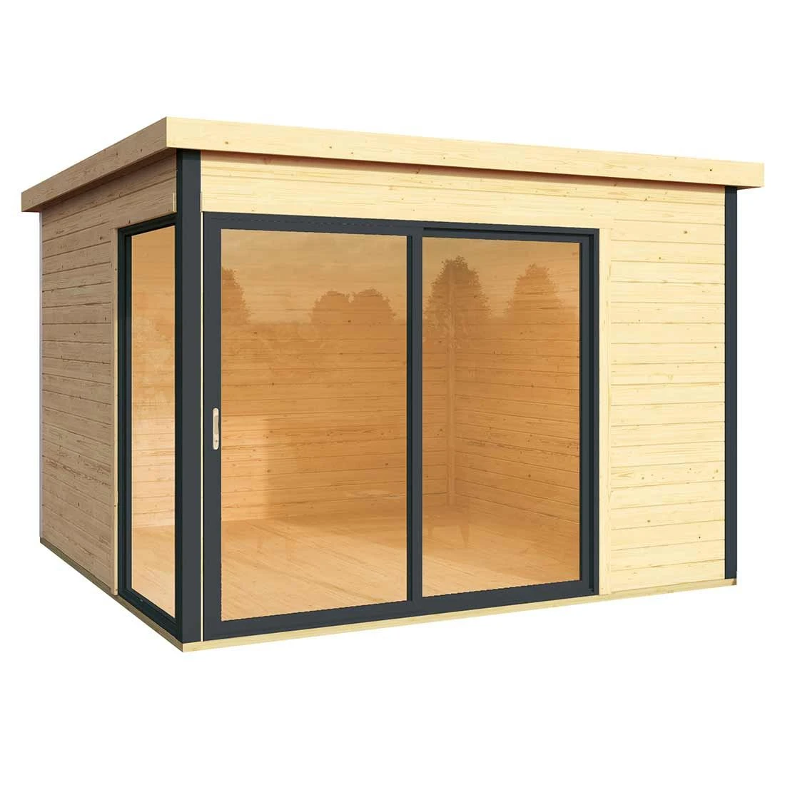 Wolff Finnhaus Studio 44-B Gartenhaus 320x320cm+Glas-Schiebetür Natur 3 Wolff Finnhaus Studio 44-B Gartenhaus 320x320cm+Glas-Schiebetür Natur