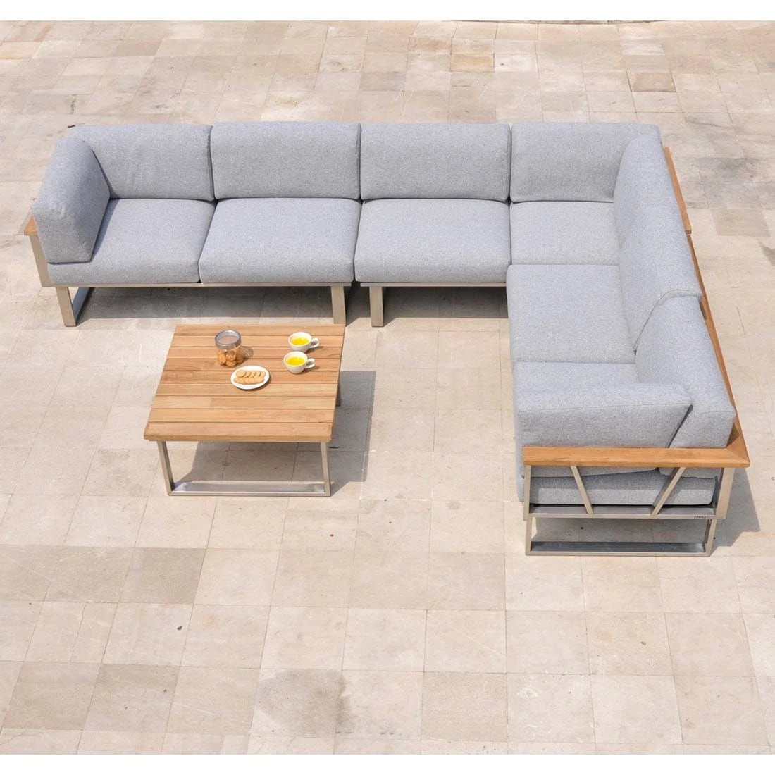 Zebra Belvedere Ecklounge 3-tlg. Edelstahl/Olefin Silber/Grau 3 Zebra Belvedere Ecklounge 3-tlg. Edelstahl/Olefin Silber/Grau