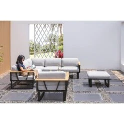 Zebra Belvedere Ecklounge 5-tlg. Edelstahl/Olefin Graphit/Grau -Garten Leben zebra belvedere loungeecke 5 tlg edelstahl olefin 1377313 3