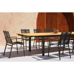 Zebra Ben Gartenmöbelset 7-tlg. Mit Ausziehtisch 170/240x100cm Graphit/Natur