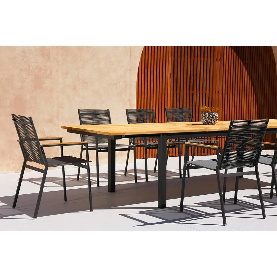 Zebra Ben Gartenmöbelset 7-tlg. Mit Ausziehtisch 170/240x100cm Graphit/Natur 3 Zebra Ben Gartenmöbelset 7-tlg. Mit Ausziehtisch 170/240x100cm Graphit/Natur