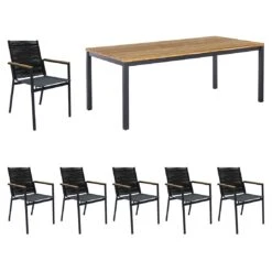 Zebra Ben Gartenmöbelset 7-tlg. Mit Tisch 220x100 Cm Graphit/Ash Grey