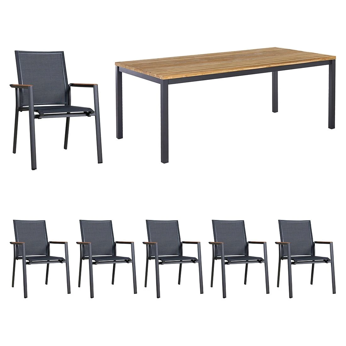 Zebra Fly Gartenmöbelset 7-tlg. Mit Tisch 220x100 Cm Graphit/Carbon 3 Zebra Fly Gartenmöbelset 7-tlg. Mit Tisch 220x100 Cm Graphit/Carbon