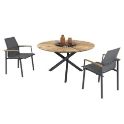 Zebra Felix Gartenmöbelset 4-tlg. Mit Gartentisch Ø135cm Inkl. Drehplatte Mitternachtsgrau