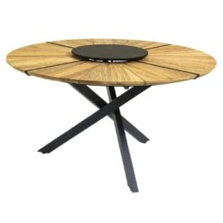 Zebra Felix Gartenmöbelset 4-tlg. Mit Gartentisch Ø135cm Inkl. Drehplatte Mitternachtsgrau -Garten Leben zebra gartenmoebelset 4 tlg mit gartentisch durchm135cm inkl drehplatte 1367193 3