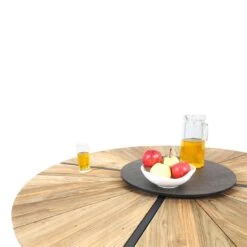 Zebra Felix Gartenmöbelset 4-tlg. Mit Gartentisch Ø135cm Inkl. Drehplatte Mitternachtsgrau -Garten Leben zebra gartenmoebelset 4 tlg mit gartentisch durchm135cm inkl drehplatte 1367193 5