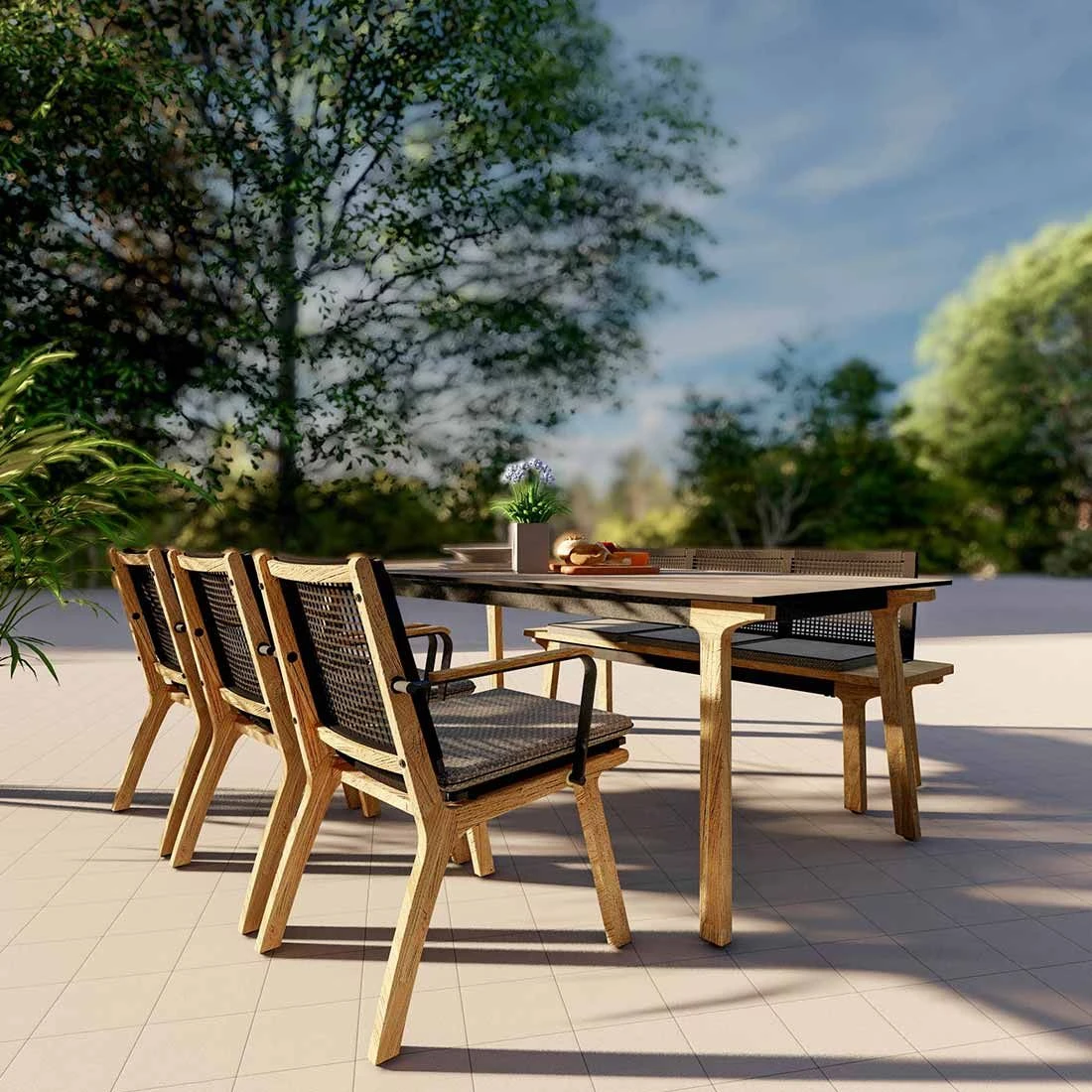 Zebra Lenyx Gartenmöbelset 5-tlg. Mit Gartentisch 220x95cm Teak/Brown Brushed 12 Zebra Lenyx Gartenmöbelset 5-tlg. Mit Gartentisch 220x95cm Teak/Brown Brushed – Bild 10