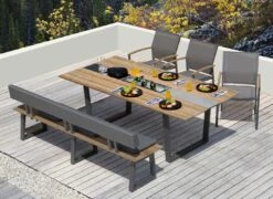 Zebra Phönix Gartenbank 220cm Aluminium/Teak Recycelt Graphit -Garten Leben zebra phonix 3 sitzerbank 220cm aluminium teak recycelt graphit 1199707 2