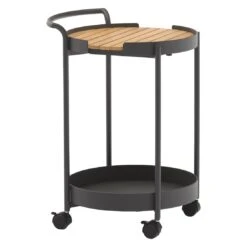 Zebra Trolley Beistelltisch 45x51,3cm Aluminium/Teak Graphit/Teak